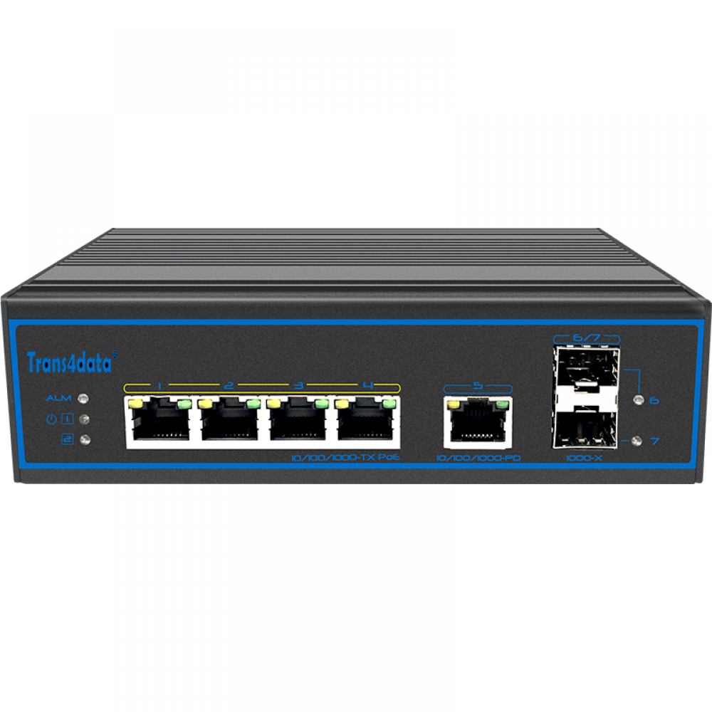 7 ports full gigabit industrial PoE switch with 90W PD function