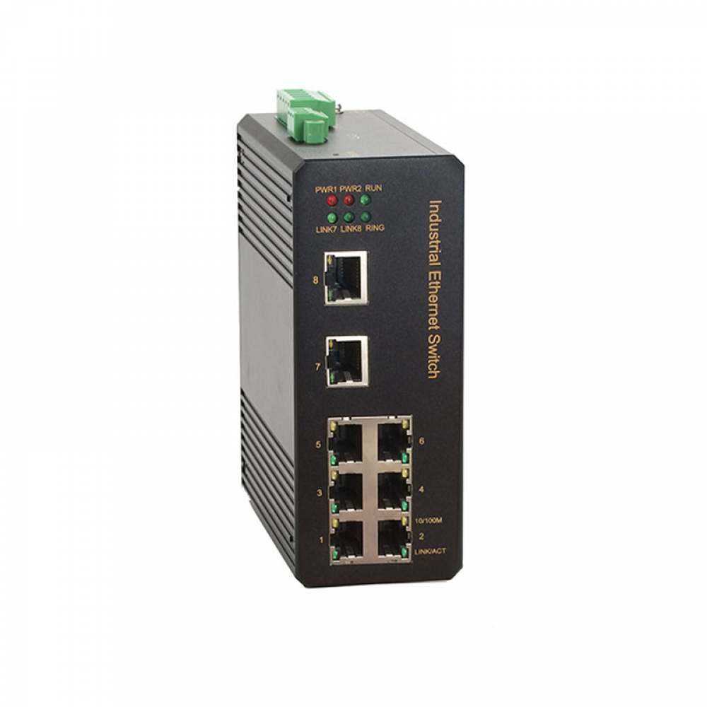 8 Ports 10/100Base layer 2 managed Din-rail industrial Ethernet switch