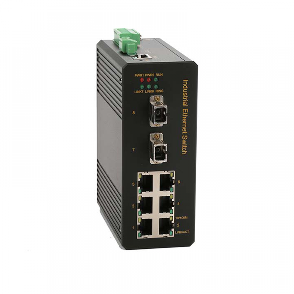 8 Ports 10/100Base layer 2 managed Din-rail industrial Ethernet switch with fiber By-pass function