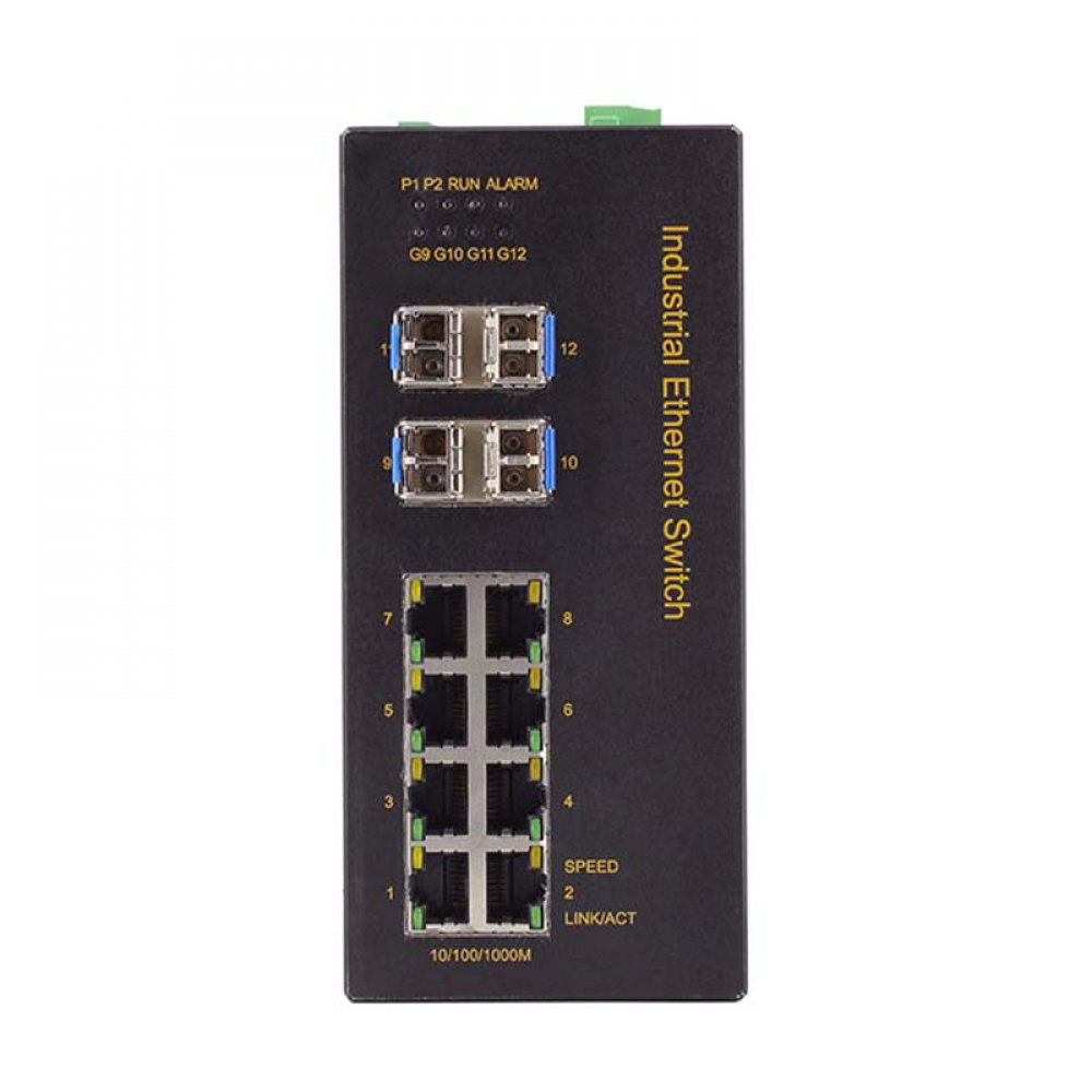 12 ports full gigabit Din-rail mounting unmanaged industrial Ethernet switch