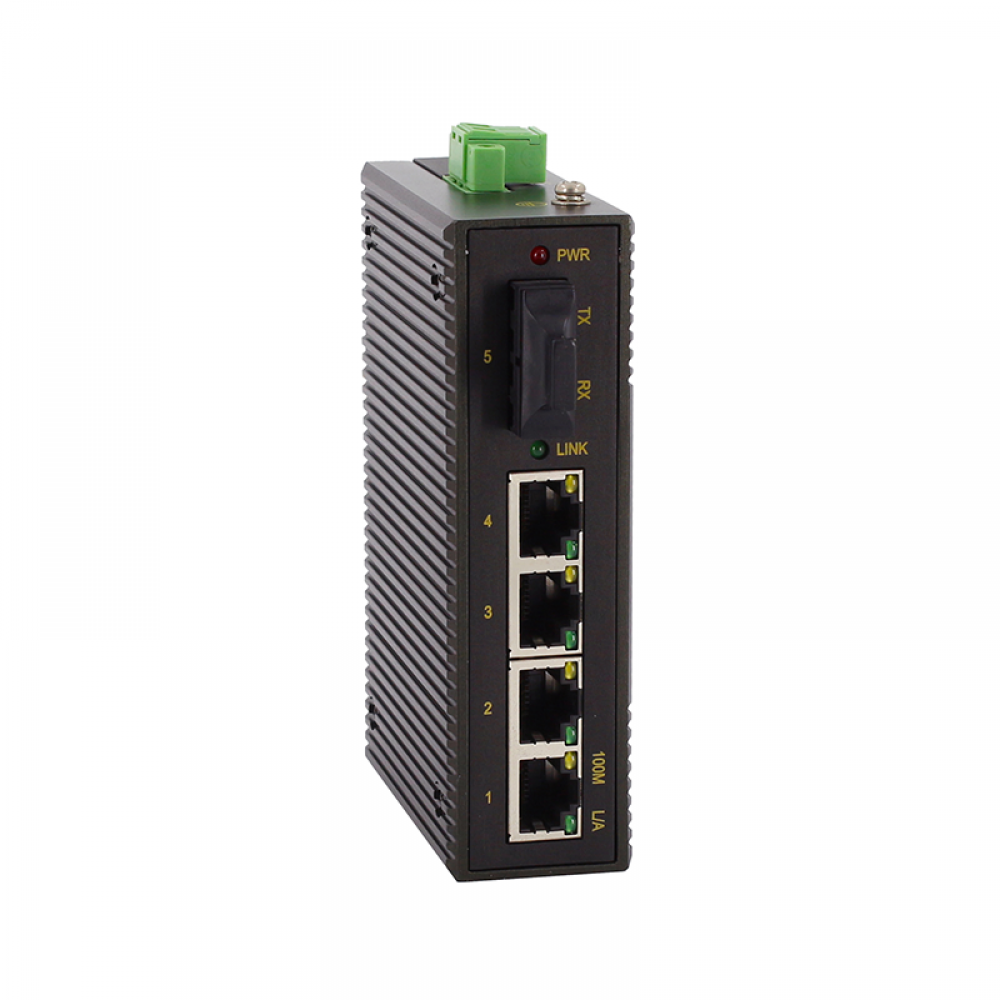 5 ports full gigabit Din-rail mounting unmanaged industrial Ethernet switch with one gigabit fiber port uplink