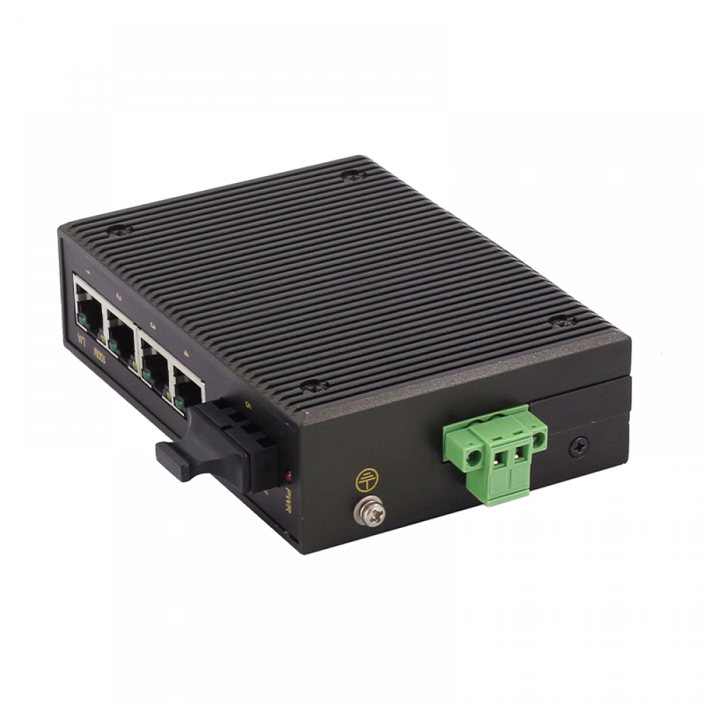 5 ports full gigabit Din-rail mounting unmanaged industrial Ethernet switch with one gigabit fiber port uplink