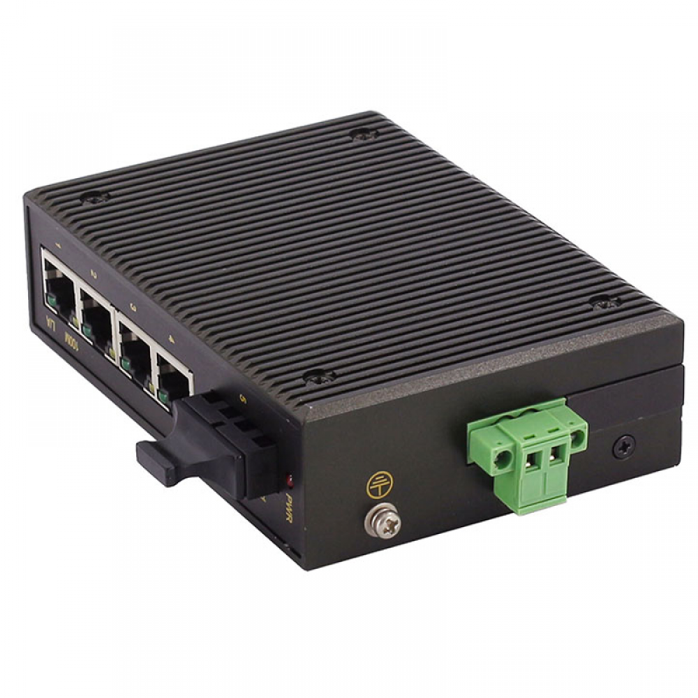 5 ports 10/100M Din-rail mounting unmanaged industrial Ethernet switch with 1x100M FX ports