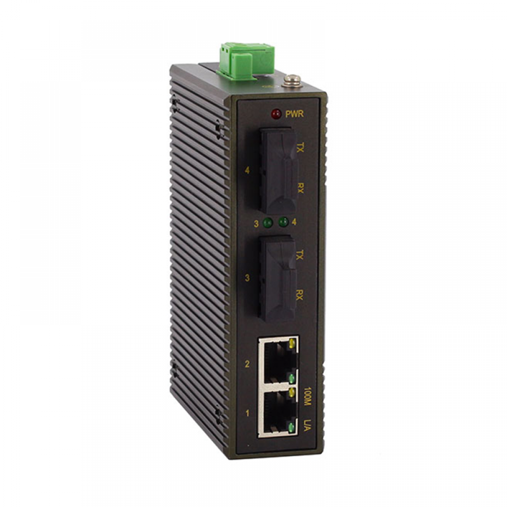 4 ports 10/100M Din-rail mounting unmanaged industrial Ethernet switch with 2x100M FX ports