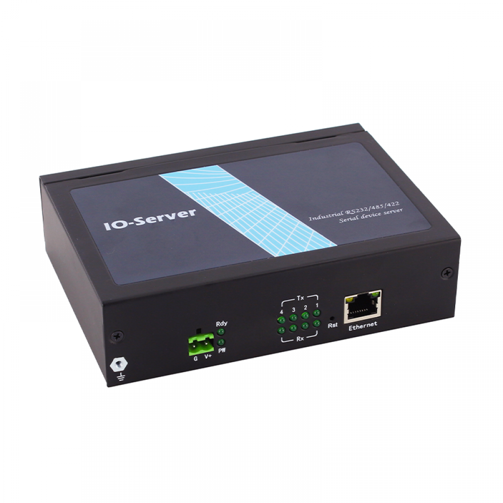 4 ports Din-rail mounting RS232/RS485/RS422 serial To Ethernet server