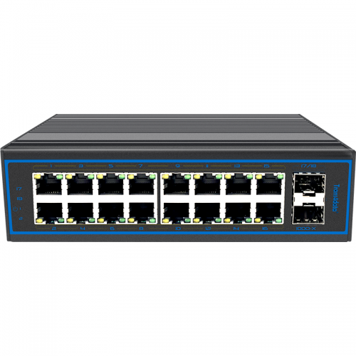 18 ports full gigabit layer 3 managed industrial PoE switch